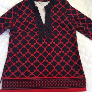 Navy and red tunic by Crown and Ivy size medium